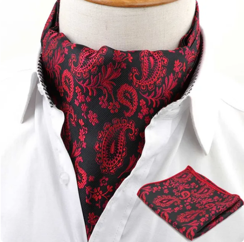 Manžetové knoflíčky s rudým kravatovým pásem
