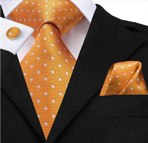 Manžetové knoflíčky s kravatou oranžová - Hymenaios