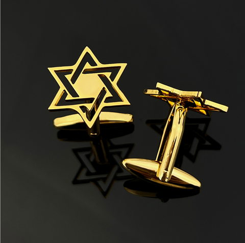 Manžetové knoflíčky zlatá židovská hvězda - 1