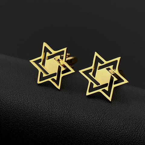Manžetové knoflíčky zlatá židovská hvězda - 2