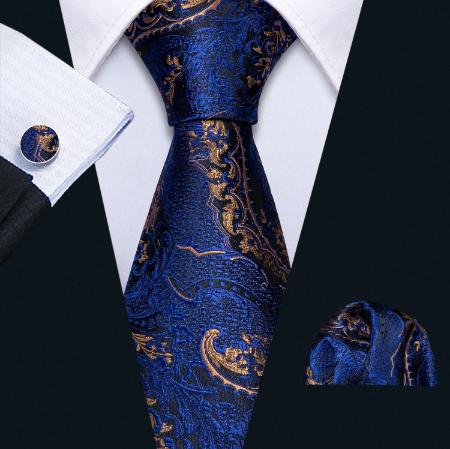 Manžetové knoflíčky s kravatou a šálou královská modrá - 2
