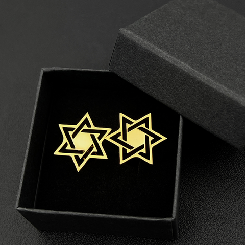 Manžetové knoflíčky zlatá židovská hvězda - 3
