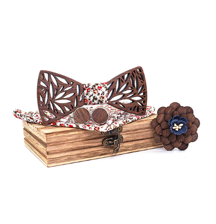 Dřevěné manžetové knoflíčky s motýlkem Rožanice