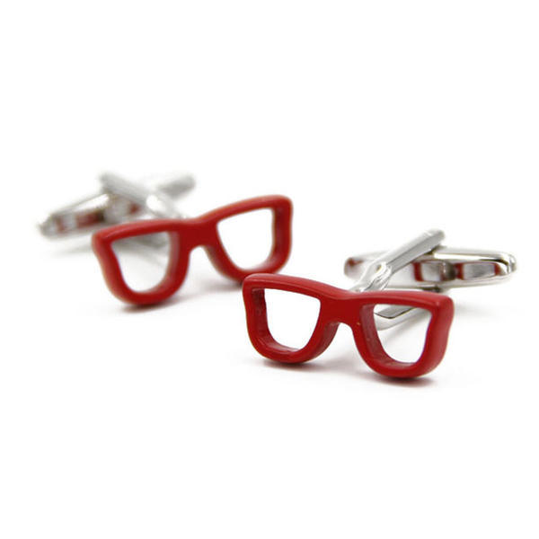 Manžetové knoflíčky červené brýle